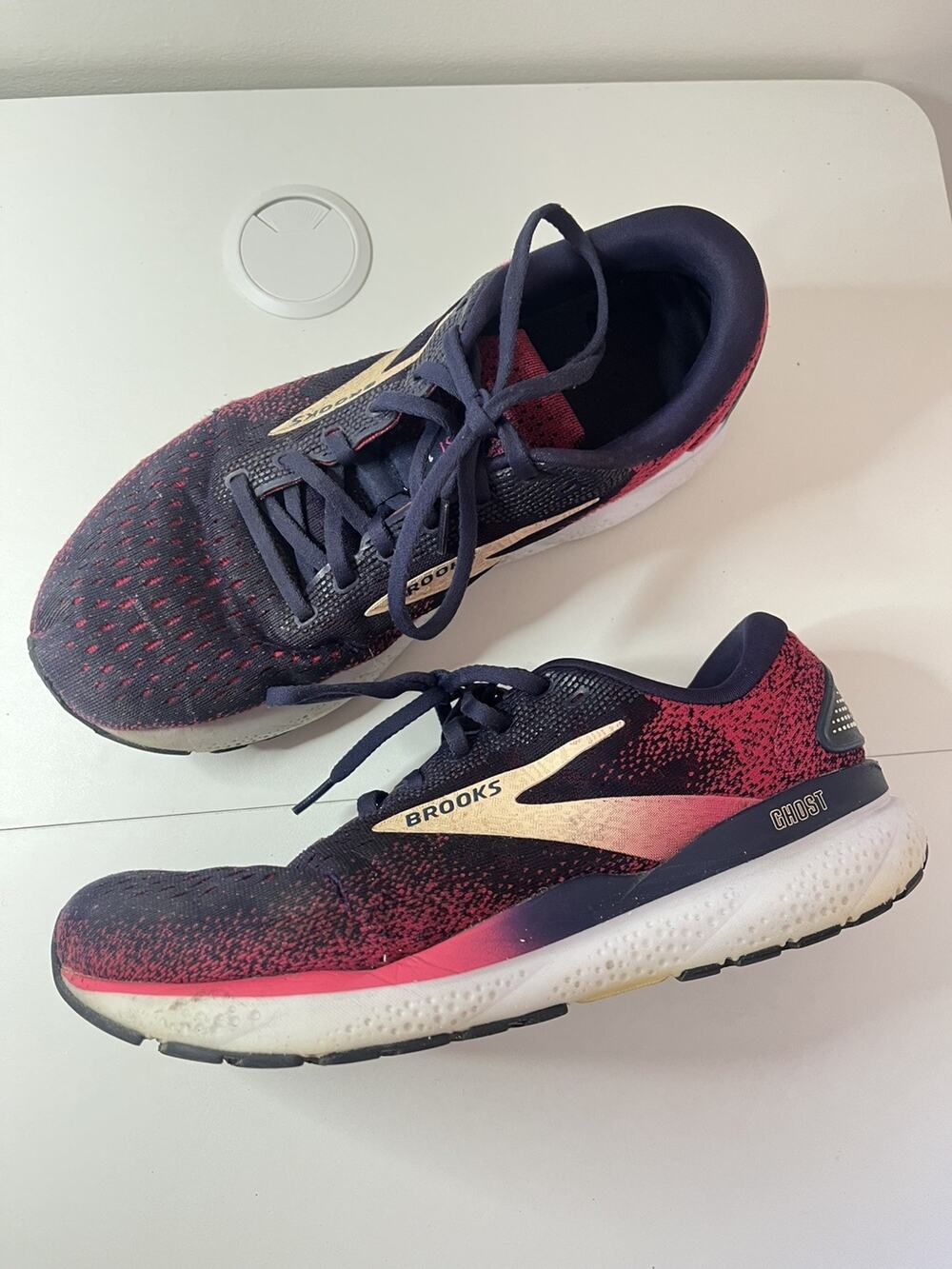 Brooks Shoes Womens 9.5 Black Red Rose Gold Ghost 16 Neutral Running Sneakers